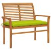 Patio Bench with Bright Green Cushion 44.1" Solid Teak Wood