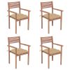 Patio Chairs 4 pcs with Beige Cushions Solid Teak Wood