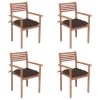 Patio Chairs 4 pcs with Taupe Cushions Solid Teak Wood