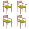 Patio Chairs 4 pcs with Bright Green Cushions Solid Teak Wood