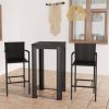 3 Piece Patio Bar Set with Armrest Poly Rattan Black