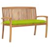 Stacking Patio Bench with Cushion 50.6'' Solid Teak Wood