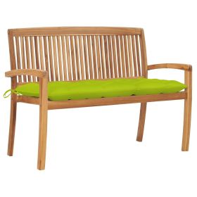 Stacking Patio Bench with Cushion 50.6'' Solid Teak Wood