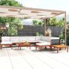 12 Piece Patio Lounge Set with Cushions Cream Solid Acacia Wood