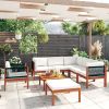 8 Piece Patio Lounge Set with Cushions Cream Solid Acacia Wood