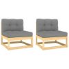 Patio Middle Sofas with Gray Cushions 2 pcs Solid Wood Pine