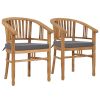 Patio Chairs with Cushions 2 pcs Solid Teak Wood