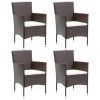 Patio Dining Chairs 4 pcs Poly Rattan Brown
