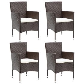 Patio Dining Chairs 4 pcs Poly Rattan Brown