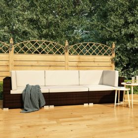3 Piece Patio Sofa Set with Cushions Poly Rattan Brown