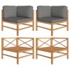 Corner Sofas 2 pcs with Dark Gray Cushions Solid Teak Wood