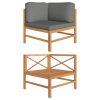 Corner Sofa with Dark Gray Cushions Solid Teak Wood