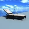 Sun Lounger with Cushion and Pillow Poly Rattan Black