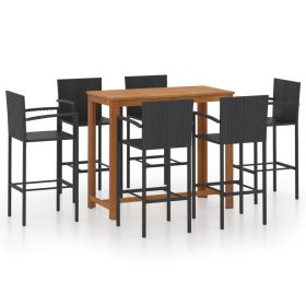 7 Piece Patio Bar Set Black