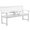 Garden Bench with Pop-up Table 62.2' Solid Acacia Wood White