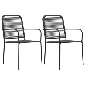 Patio Chairs 2 pcs Cotton Rope and Steel Black