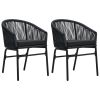 Patio Chairs 2 pcs Black PE Rattan