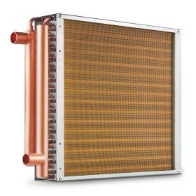 VEVOR Heat Exchanger Water to Air, 16"x 16" with 3-Row 3/8" Copper Ports, 193 Aluminum Fins Heat Exchanger for Outdoor Wood Furnaces