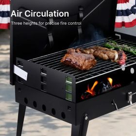 "3-Height Adjustable Grill â€“ Windproof Portable Charcoal BBQ for Camping Tailgating Picnics"