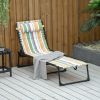 Outsunny Folding Chaise Lounge Pool Chair with 4-Position Reclining Back, Pillow, Breathable Mesh & Bungee Seat, Rainbow Striped