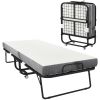 HOMCOM Folding Bed with Mattress for Adults, Single Size, Portable Foldable Bed with Memory Foam Mattress & Steel Frame, White