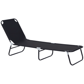 Outsunny Folding Chaise Lounge Pool Chairs, Outdoor Sun Tanning Chairs with 5-Level Reclining Back, Steel Frame for Beach, Yard, Patio, Black