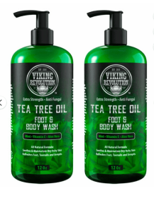 Viking Revolution Tea Tree Oil Body Wash Soap for Men - Helps Athlete's Foot, Toenail, Jock Itch, Eczema