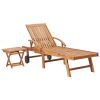 Sun Loungers 2 pcs with Table Solid Teak Wood