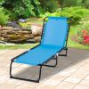 Outsunny Portable Chaise Lounge Light Blue 4-Position Reclining Outdoor Patio Adjustable Bed