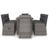 11 Piece Patio Dining Set with Cushions Poly Rattan Gray