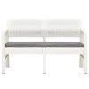2-Seater Patio Bench with Cushions 47.2" Plastic White
