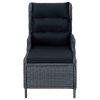 Reclining Patio Chair with Footstool Poly Rattan Dark Gray