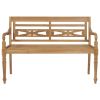 Batavia Bench with Red Cushion 47.2" Solid Teak Wood