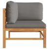 Corner Sofa with Dark Gray Cushions Solid Teak Wood