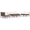 10 Piece Patio Lounge Set with Cushions Poly Rattan Brown