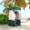 Outsunny Camping Shower Tent, Portable Privacy Shelter with Solar Shower Bag, Removable Floor and Carrying Bag, Green