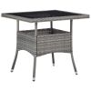 3 Piece Patio Dining Set Gray Poly Rattan and Glass