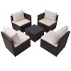5 Piece Garden Lounge Set with Cushions Poly Rattan Brown