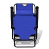Folding Sun Lounger 2 pcs with Footrests Steel Blue