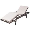 Sun Lounger with Cushion Poly Rattan Brown