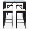 5 Piece Patio Bar Set Poly Rattan and Glass Black