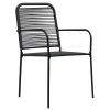 Patio Chairs 2 pcs Cotton Rope and Steel Black