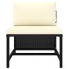 3 Piece Patio Sofa Set with Cushions Black Poly Rattan