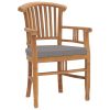Patio Chairs 2 pcs with Dark Gray Cushions Solid Teak Wood
