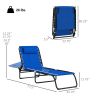 Outsunny 2 Folding Chaise Lounge Pool Chairs with 4-Position Reclining Back, Pillow, Breathable Mesh & Bungee Seat, Blue