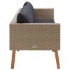 3-Seater Patio Sofa with Cushions Poly Rattan Beige