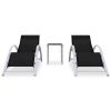 Sun Loungers 2 pcs with Table Aluminum Black
