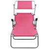 Sun Lounger with Canopy Steel Pink