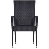 Stackable Patio Chairs 4 pcs Poly Rattan Black