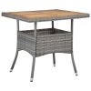 3 Piece Patio Dining Set Gray Poly Rattan and Acacia Wood